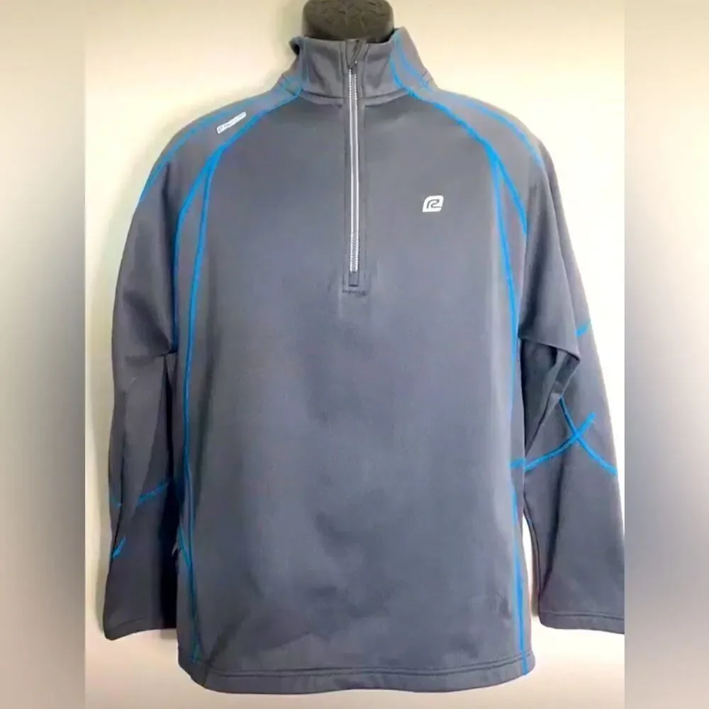Road Runner Pro Velocity half zip pullover M  Gray with Turquoise Stitching